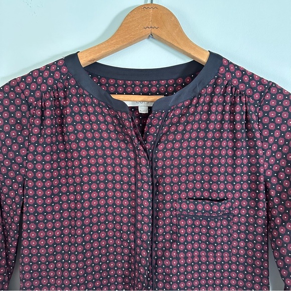 LOFT Patterned Flounce Long Sleeve Blouse Size XS - Picture 3 of 10